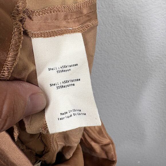 L'agence Womens 2 Paperbag Pants Brown High Waisted Straight Side Pockets - Picture 8 of 9